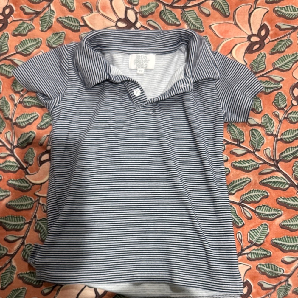 Navy Striped Kids Polo Shirt